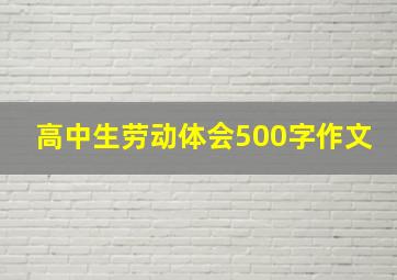 高中生劳动体会500字作文