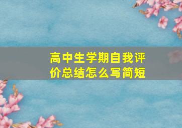 高中生学期自我评价总结怎么写简短