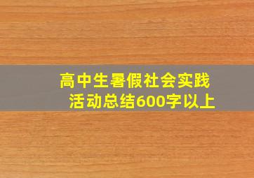 高中生暑假社会实践活动总结600字以上