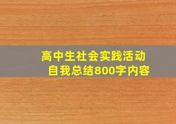 高中生社会实践活动自我总结800字内容