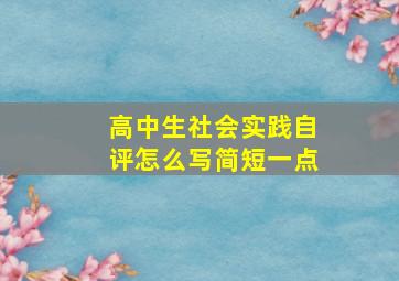 高中生社会实践自评怎么写简短一点