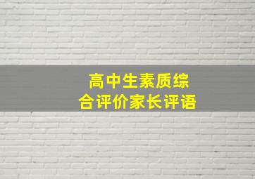 高中生素质综合评价家长评语