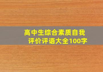 高中生综合素质自我评价评语大全100字