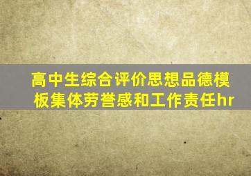 高中生综合评价思想品德模板集体劳誉感和工作责任hr