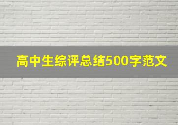 高中生综评总结500字范文