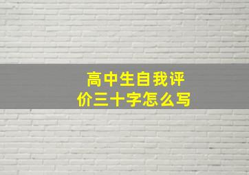 高中生自我评价三十字怎么写