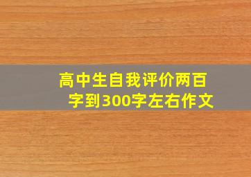 高中生自我评价两百字到300字左右作文