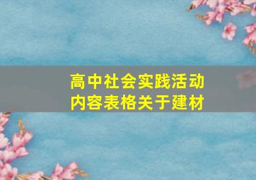 高中社会实践活动内容表格关于建材