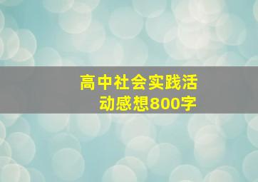 高中社会实践活动感想800字