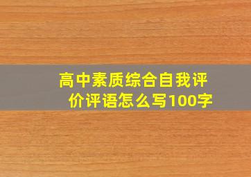 高中素质综合自我评价评语怎么写100字