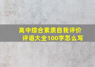 高中综合素质自我评价评语大全100字怎么写