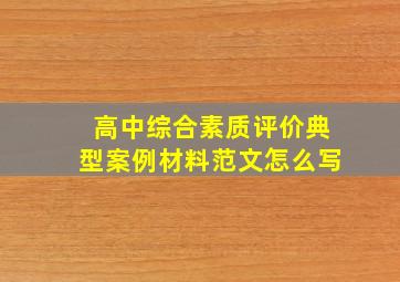 高中综合素质评价典型案例材料范文怎么写