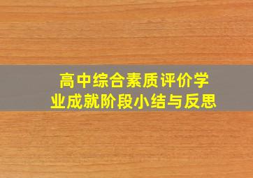 高中综合素质评价学业成就阶段小结与反思