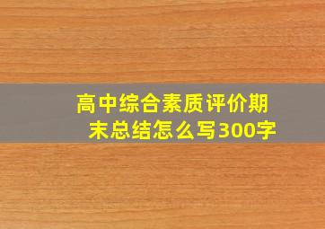 高中综合素质评价期末总结怎么写300字