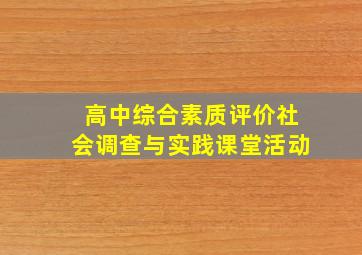 高中综合素质评价社会调查与实践课堂活动