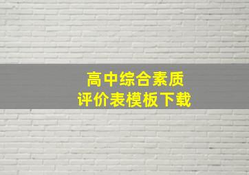 高中综合素质评价表模板下载