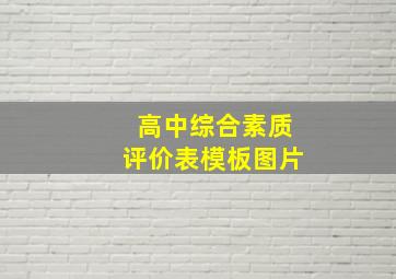 高中综合素质评价表模板图片