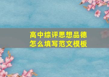 高中综评思想品德怎么填写范文模板