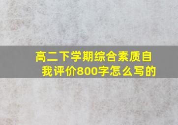 高二下学期综合素质自我评价800字怎么写的