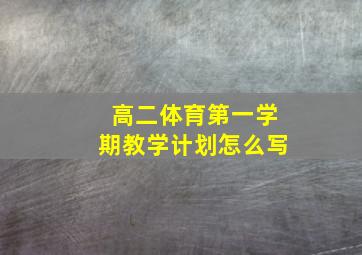 高二体育第一学期教学计划怎么写