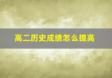 高二历史成绩怎么提高