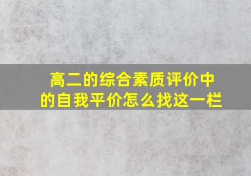 高二的综合素质评价中的自我平价怎么找这一栏