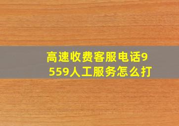 高速收费客服电话9559人工服务怎么打