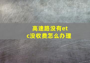 高速路没有etc没收费怎么办理