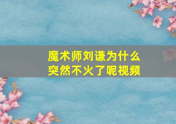 魔术师刘谦为什么突然不火了呢视频