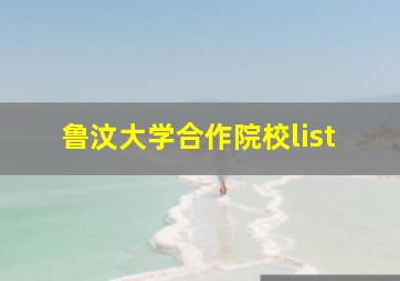 鲁汶大学合作院校list