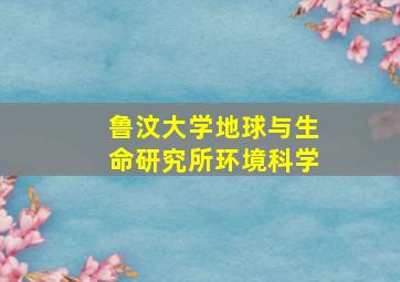 鲁汶大学地球与生命研究所环境科学