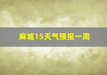 麻城15天气预报一周