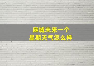 麻城未来一个星期天气怎么样