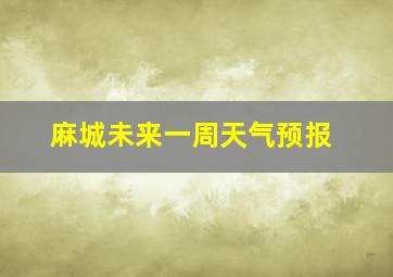 麻城未来一周天气预报