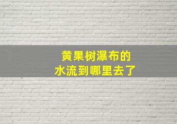 黄果树瀑布的水流到哪里去了