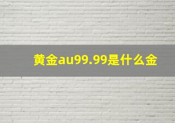 黄金au99.99是什么金