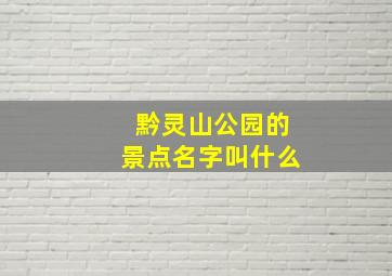 黔灵山公园的景点名字叫什么