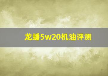 龙蟠5w20机油评测