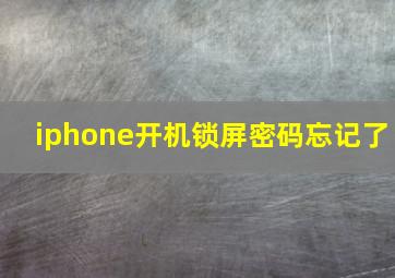 iphone开机锁屏密码忘记了