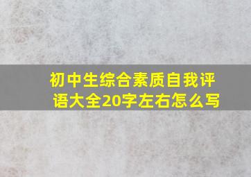 初中生综合素质自我评语大全20字左右怎么写