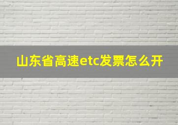 山东省高速etc发票怎么开