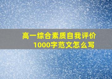 高一综合素质自我评价1000字范文怎么写